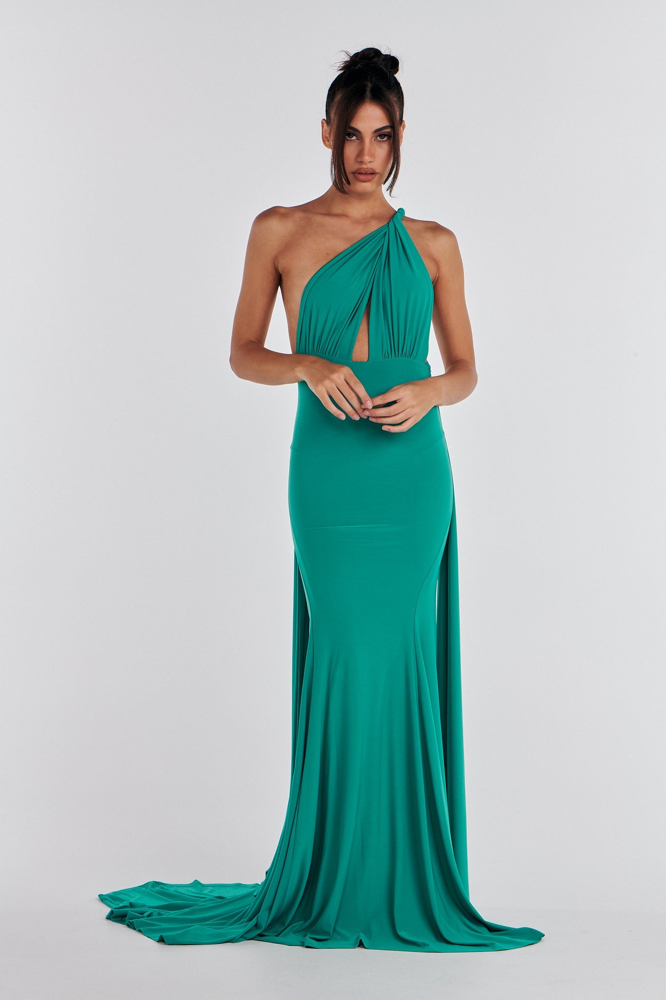 M LANI The Label ELIANA Jade Multi Tie Backless Bridesmaid Formal Gown