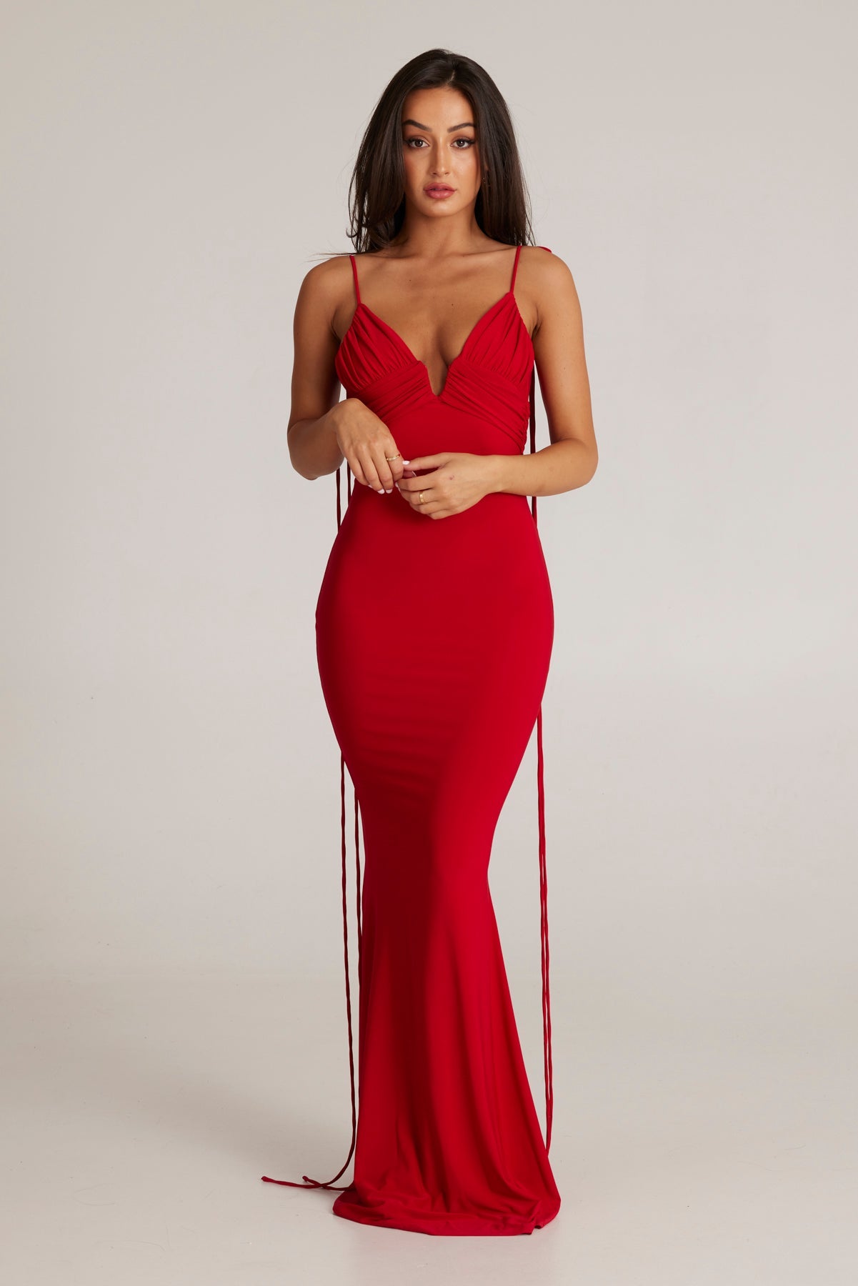 M LANI The Label ANTONIA Red Low Back Midi Dress