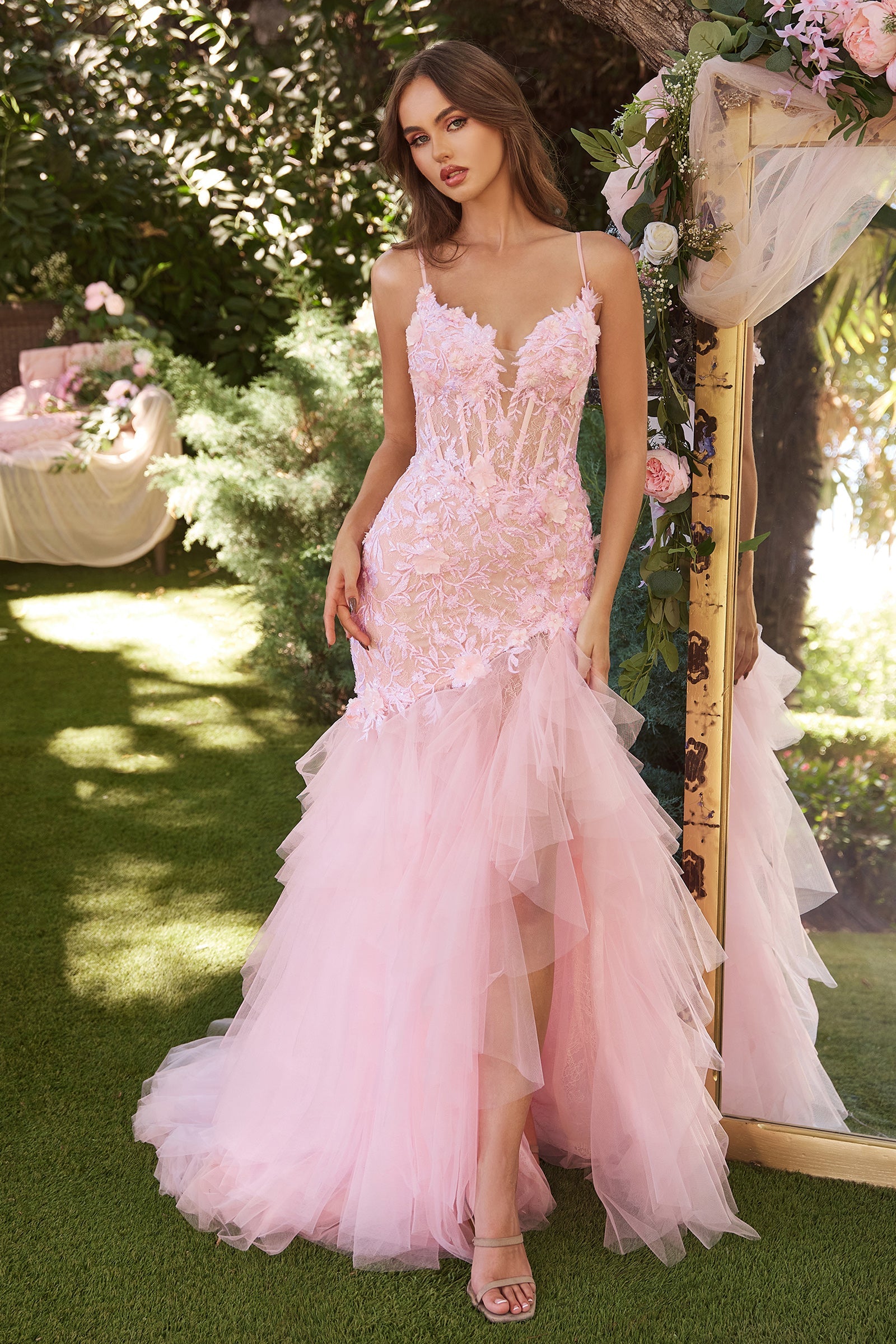 Baby pink evening dress on sale