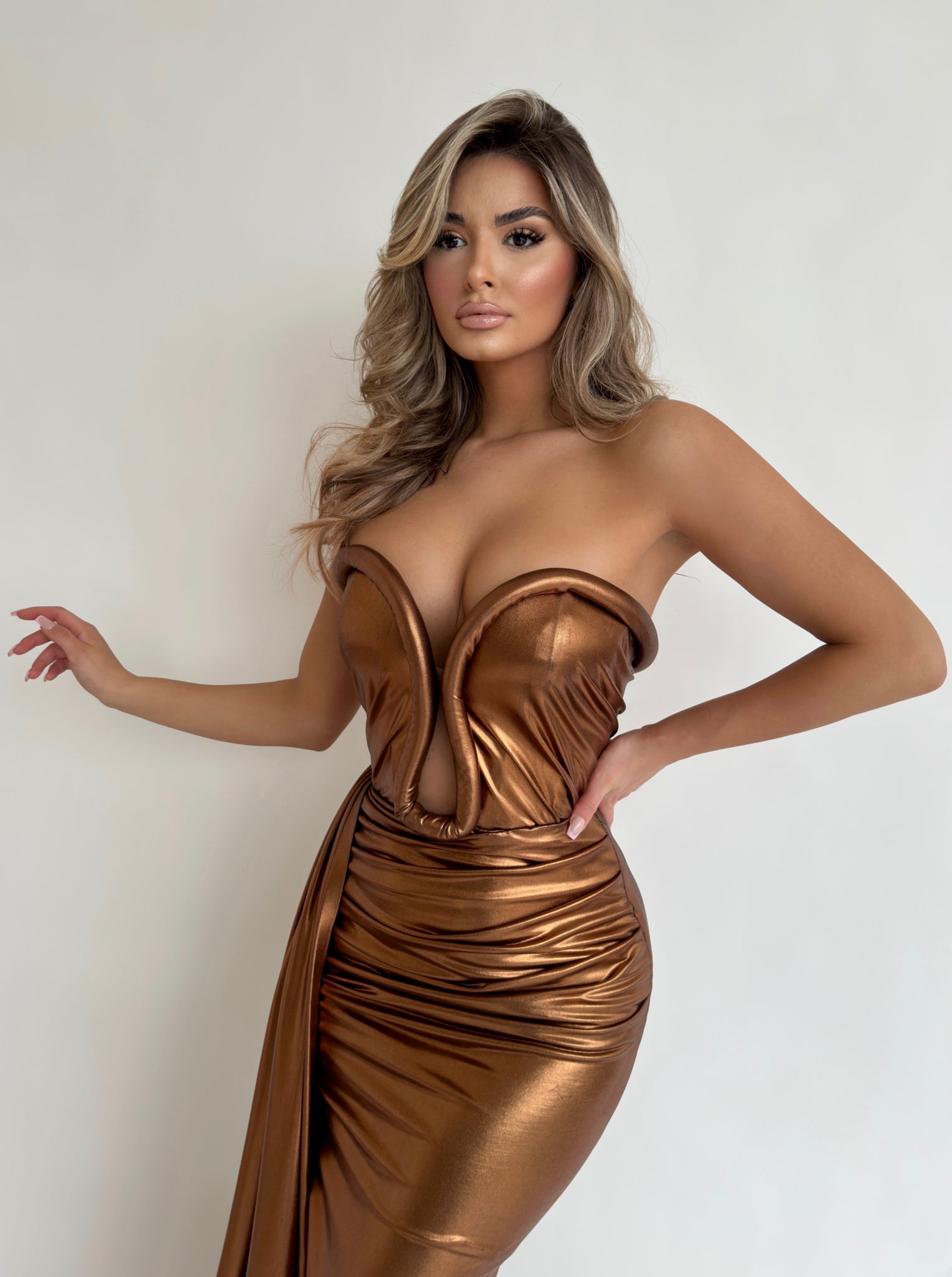 Bronze evening dress best sale