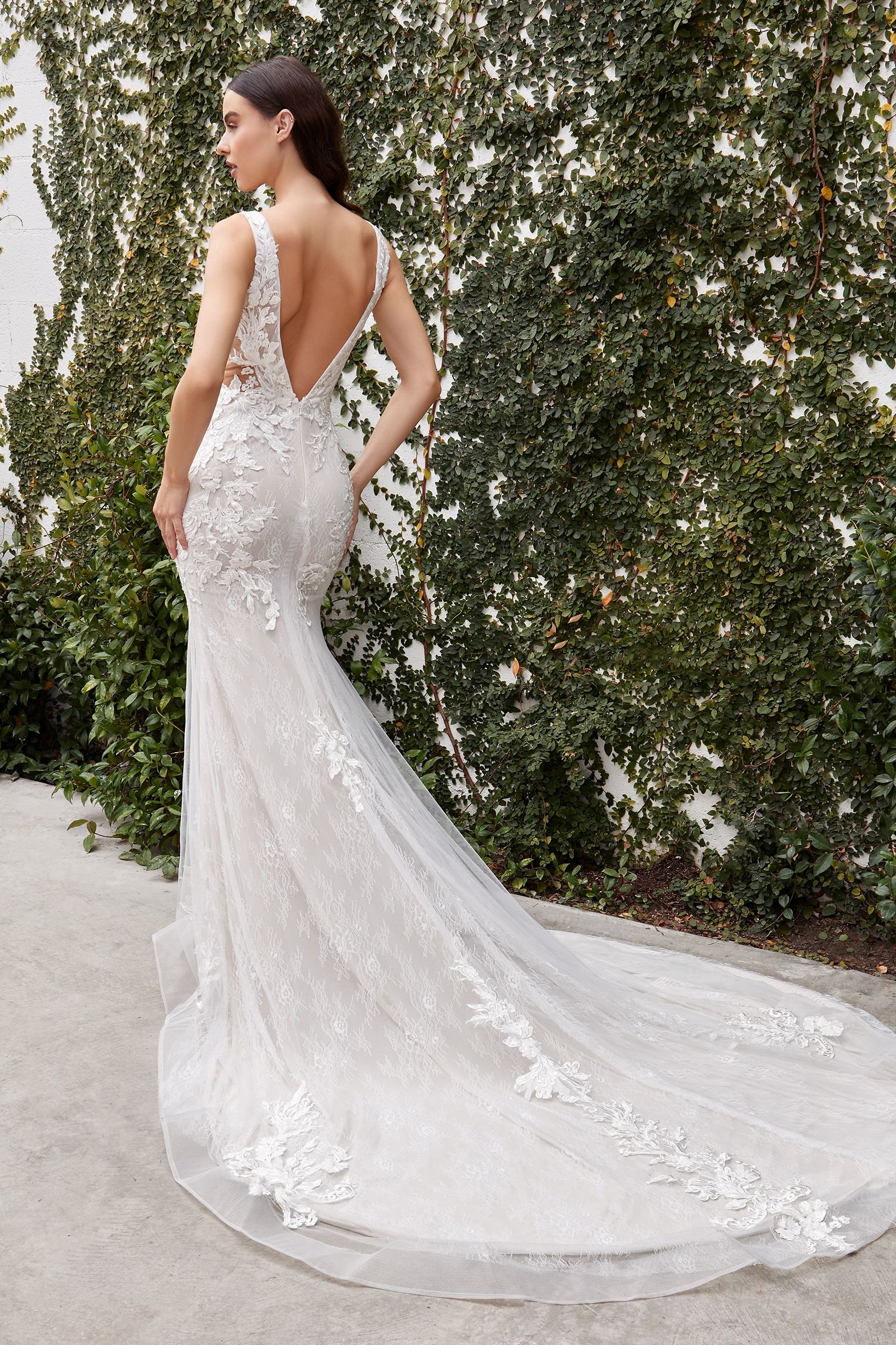 Low back mermaid wedding sales dress