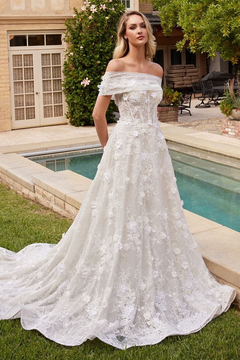 Divinity Bridal ANTONIA Floral Applique One Shoulder Ball Gown Wedding