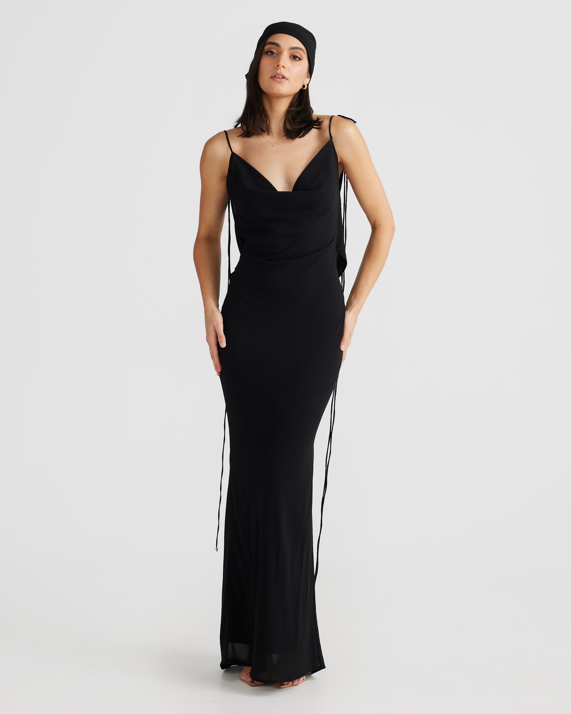 Black cowl neck clearance gown