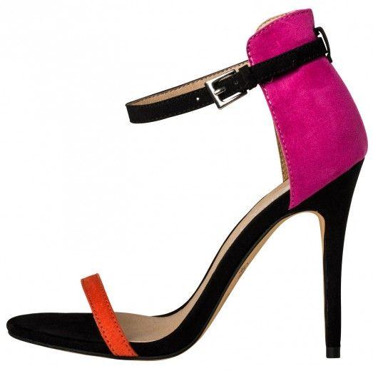 Lipstik CRASH Orange Black Fuchsia Pink Strappy High Heels