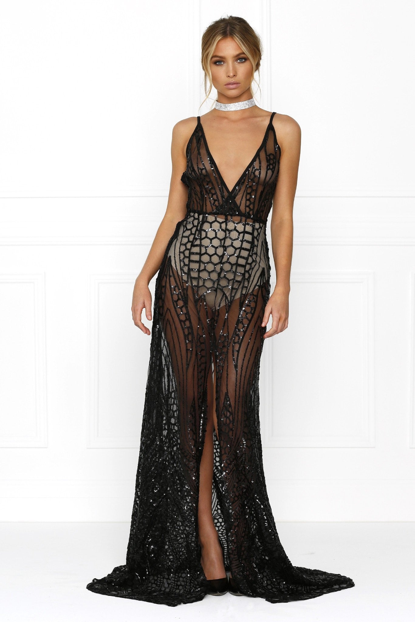 Black deals sheer gown