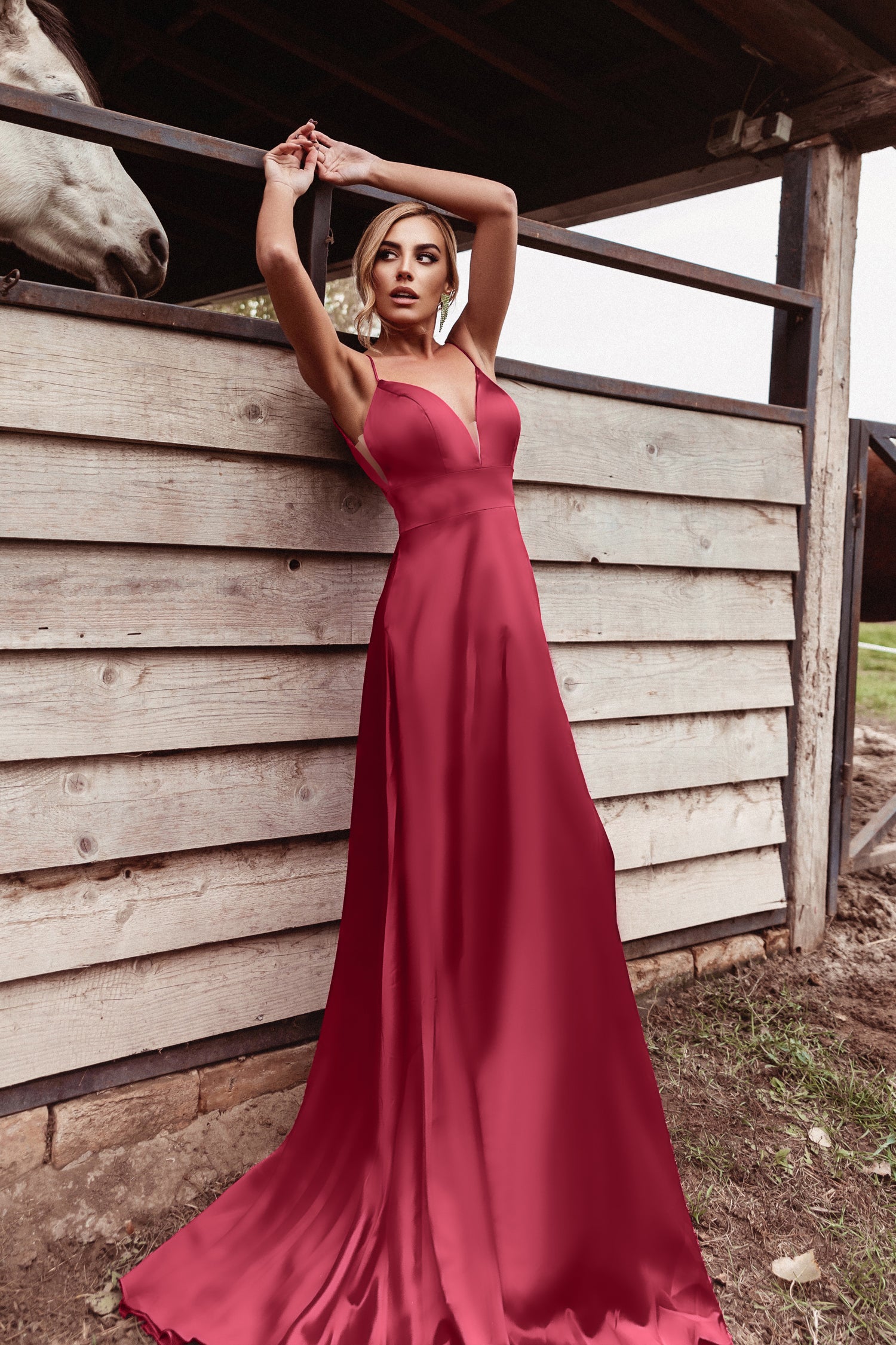 Burgundy red formal clearance dress