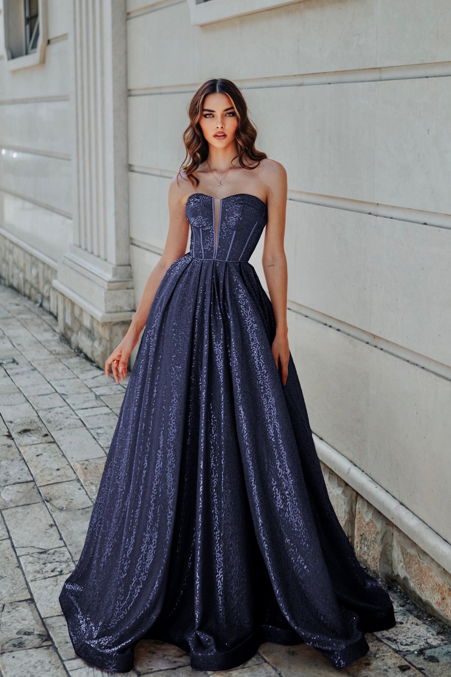 Navy and best sale gold formal dress