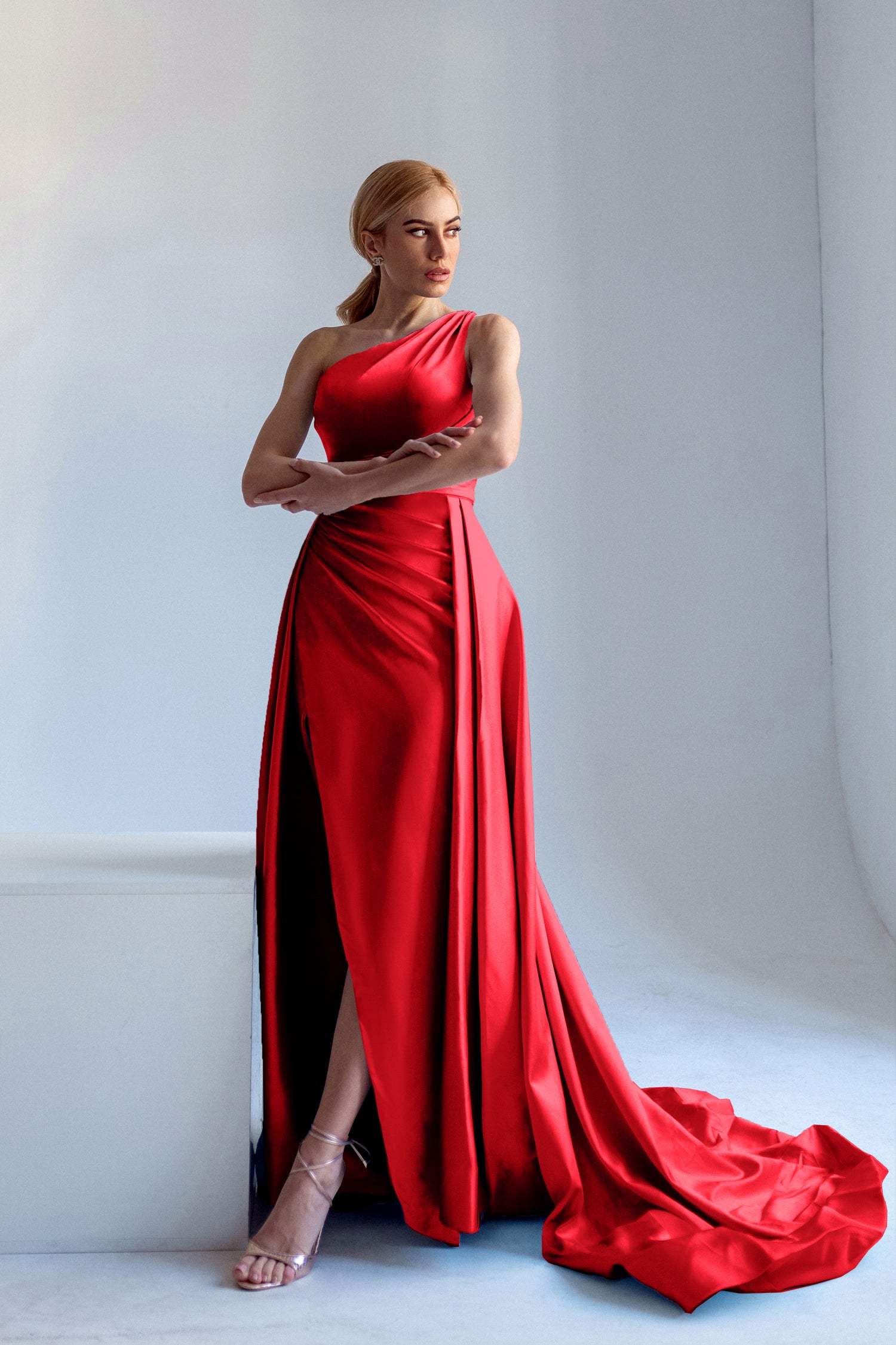 Silk ruched hot sale dress