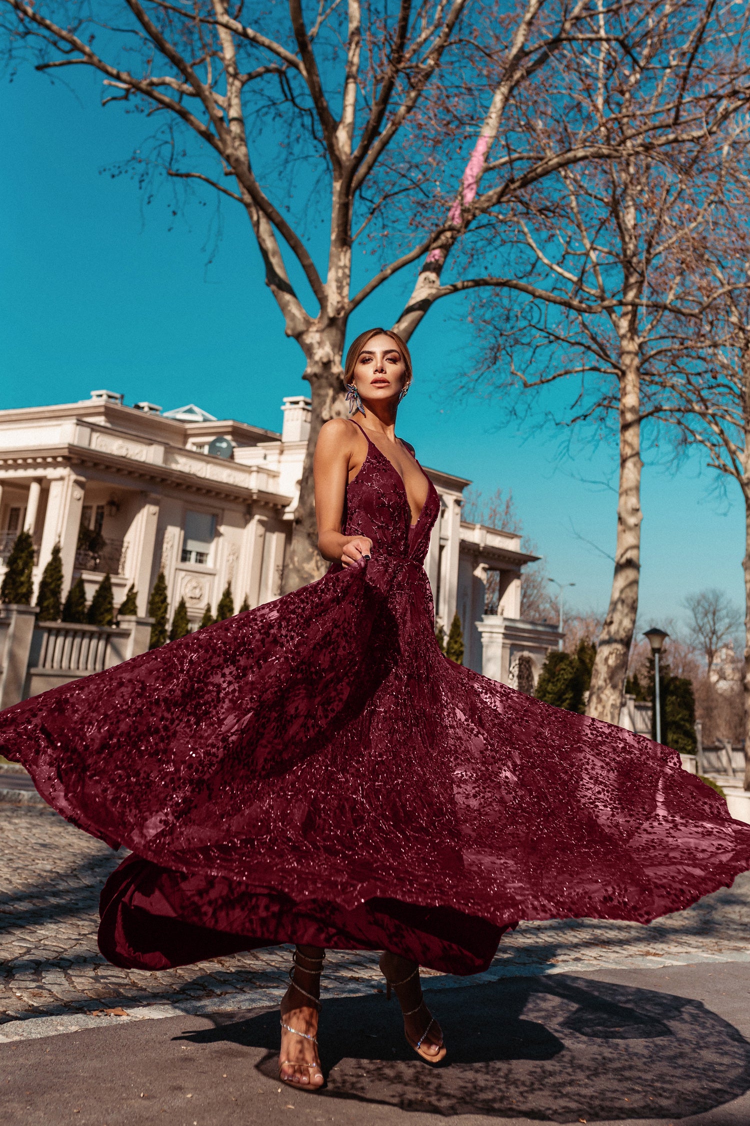 Burgundy a 2025 line dress