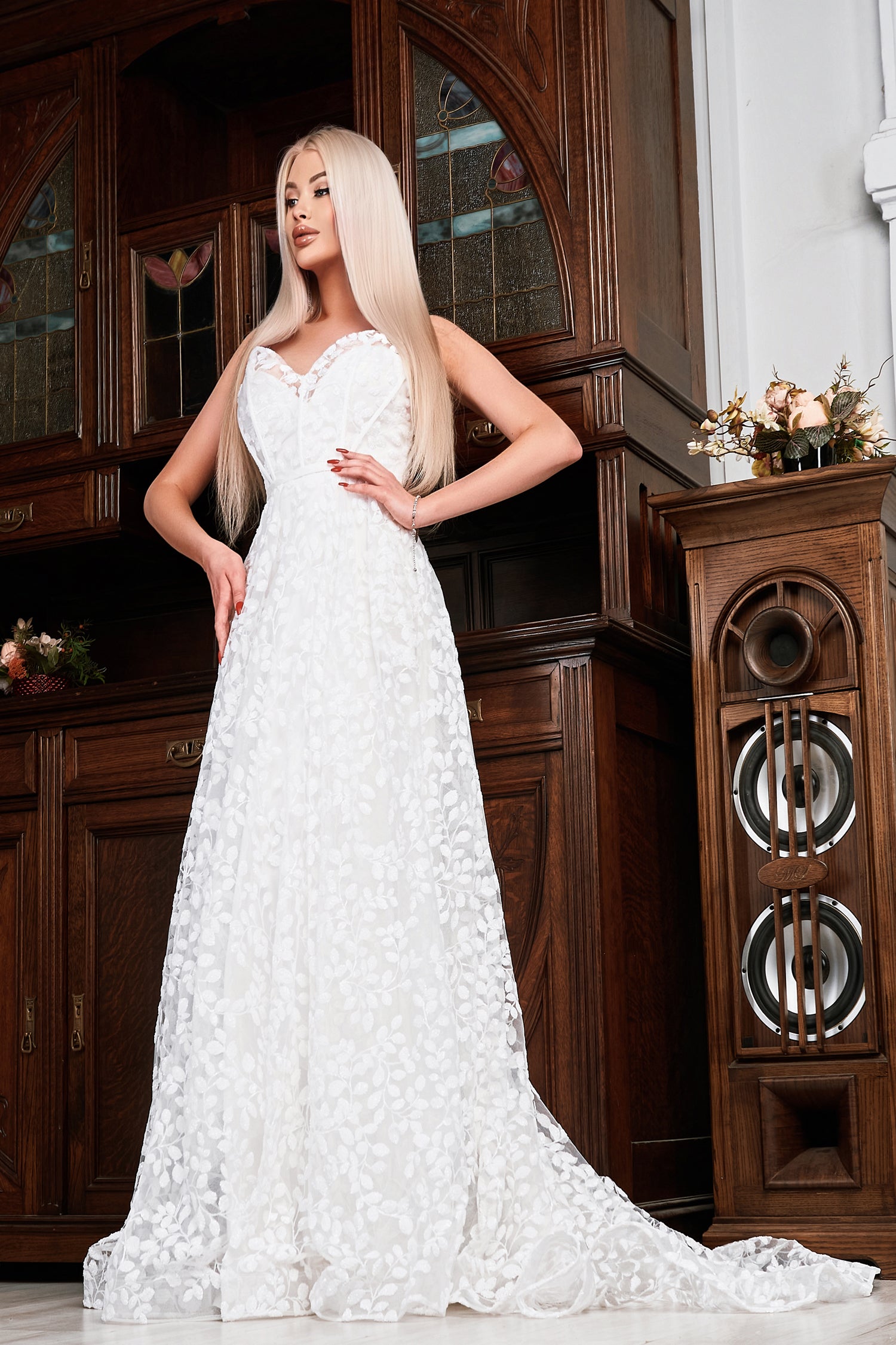 Tina Holly Couture TK069W White White Lace A Line Wedding Dress