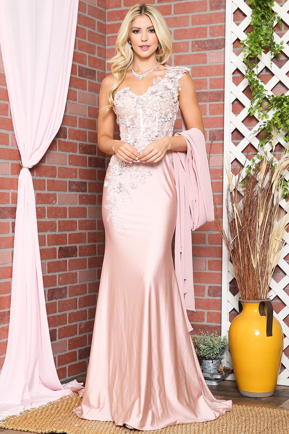 PRISCA One Shoulder Fitted Evening Prom & Formal Dress