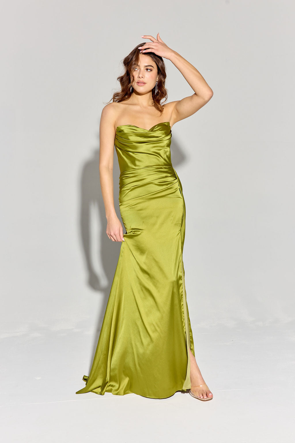 GOLDA Strapless Silky Side Sash Prom & Formal Dress