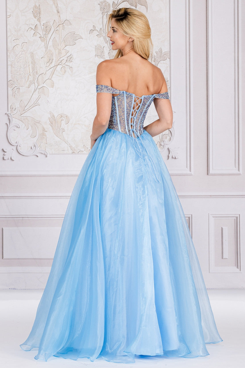 KERRI Satin Organza Diamante Ball Gown