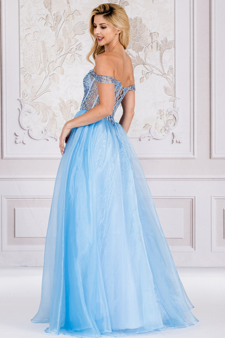 KERRI Satin Organza Diamante Ball Gown