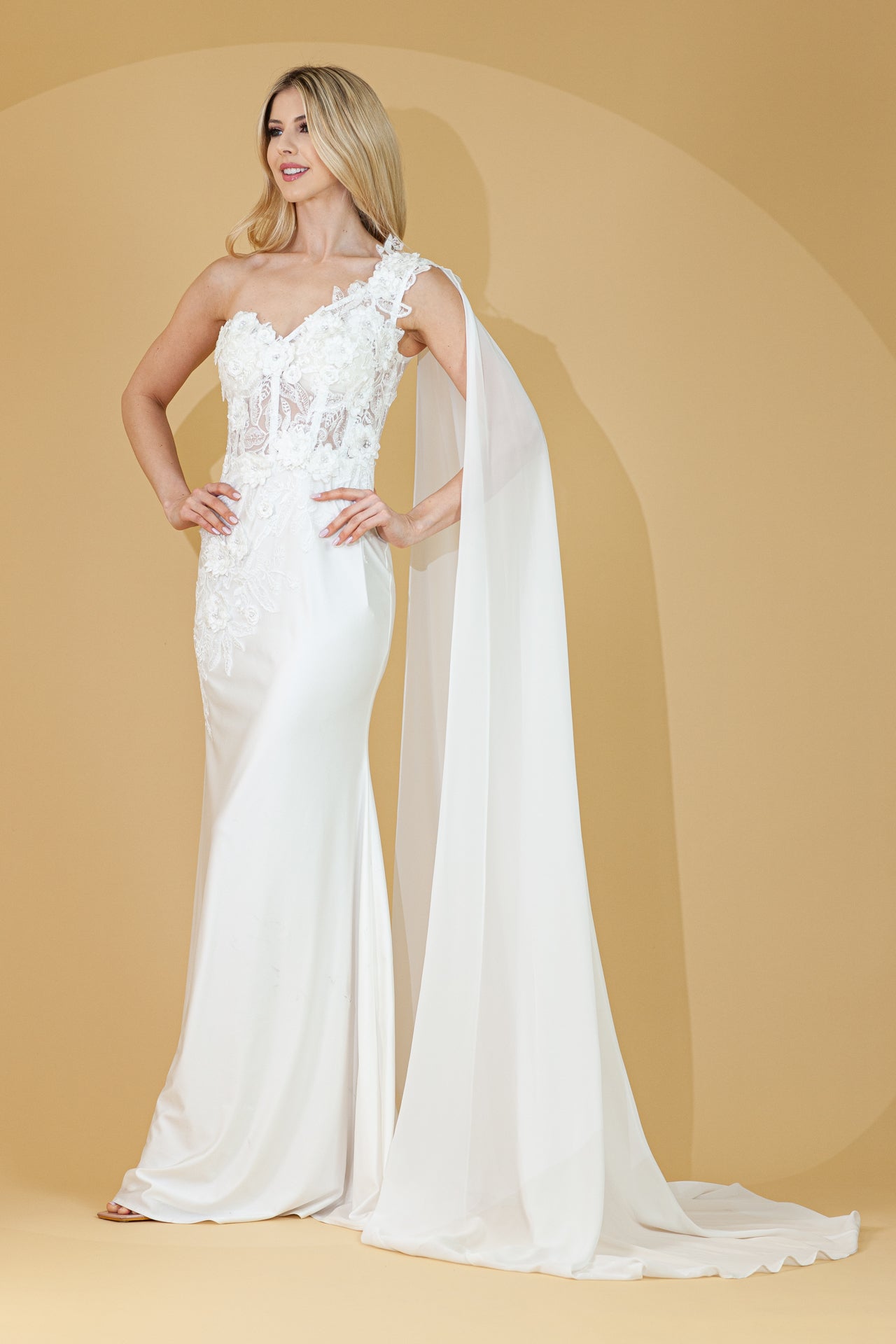 PRISCA Bridal One Shoulder Fitted Wedding & Bridal Dress