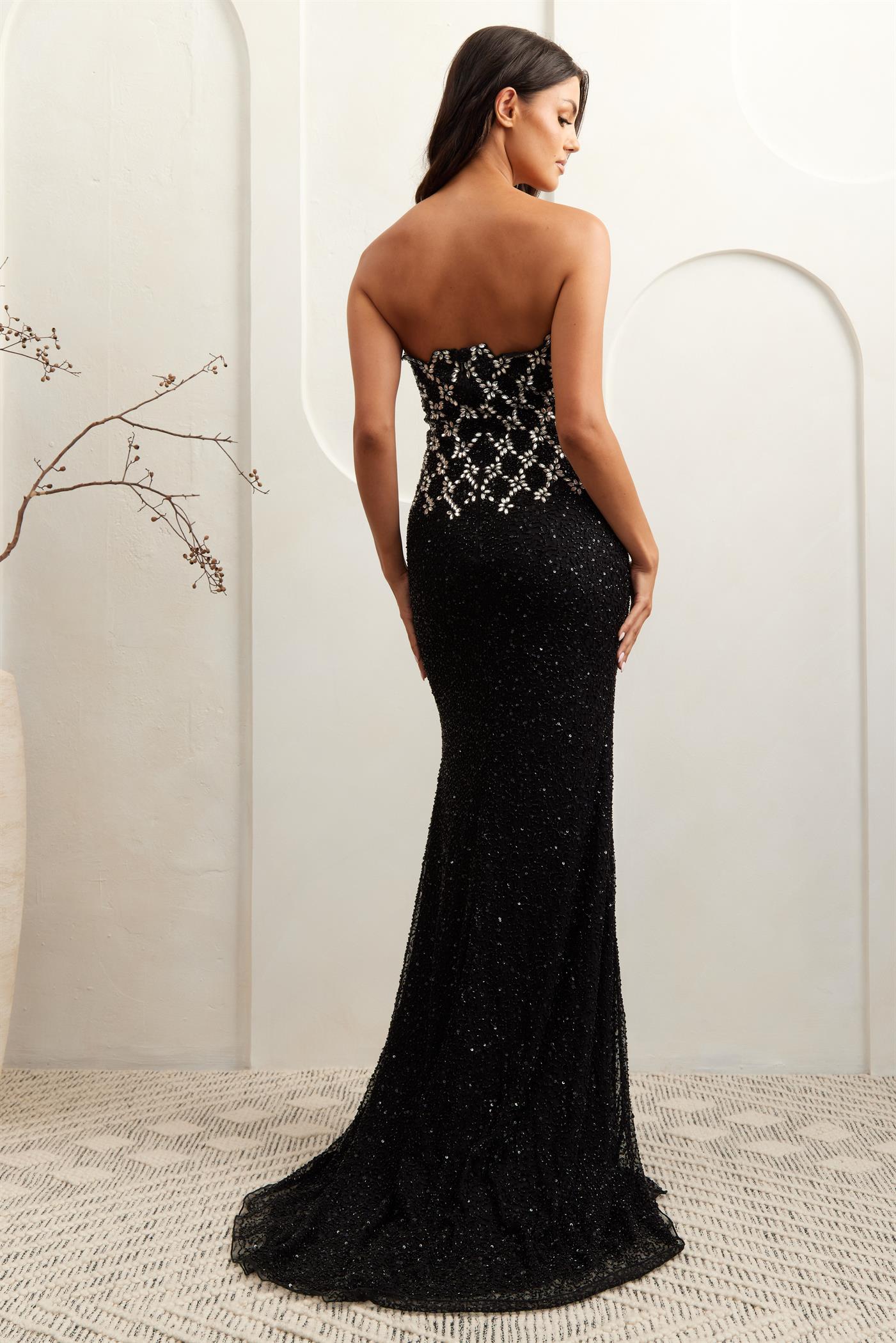 BRYONY Sequin Embellished Bustier Fitted Prom & Formal Dress