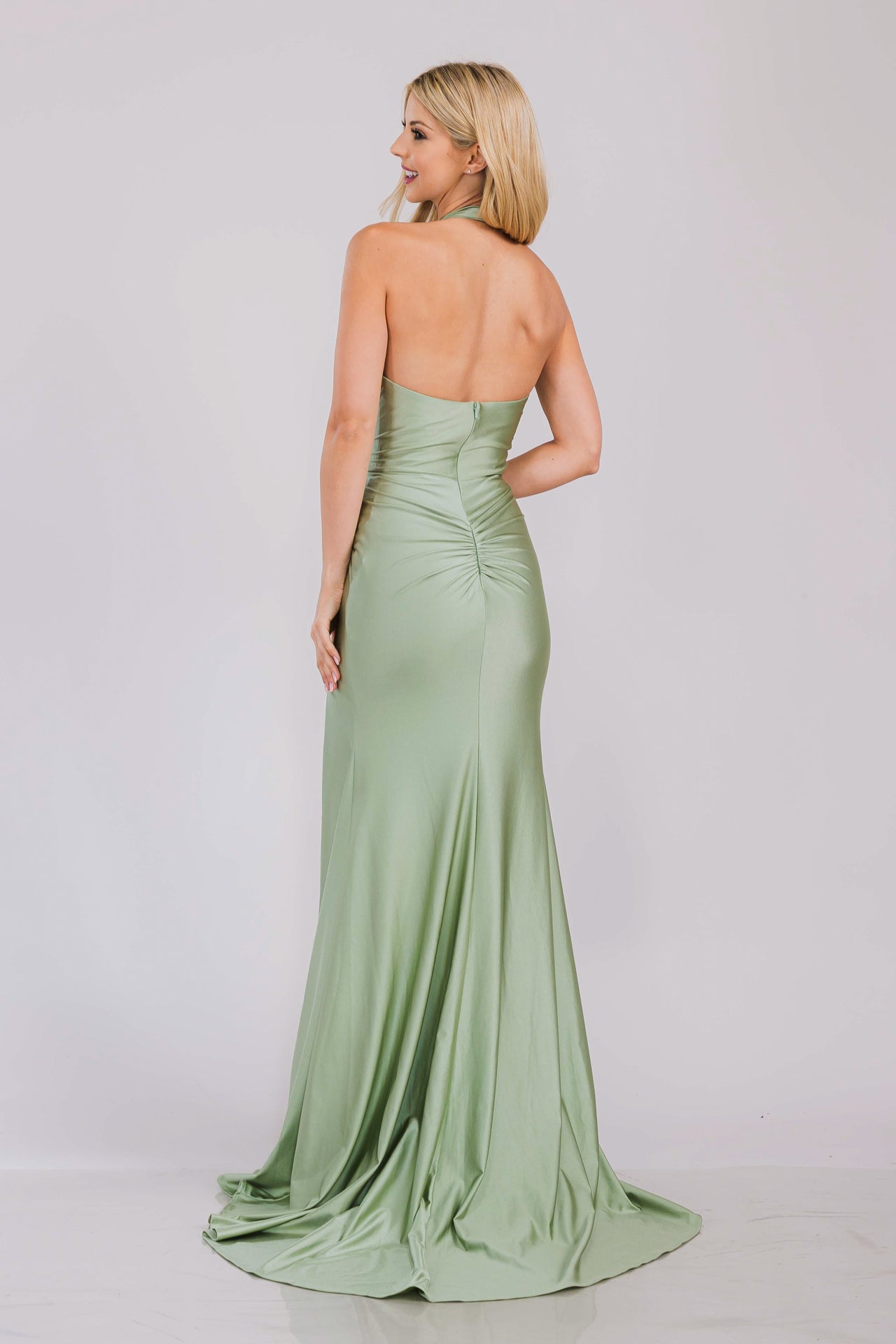 CERES Halter Satin Fitted Mermaid Prom & Formal Dress