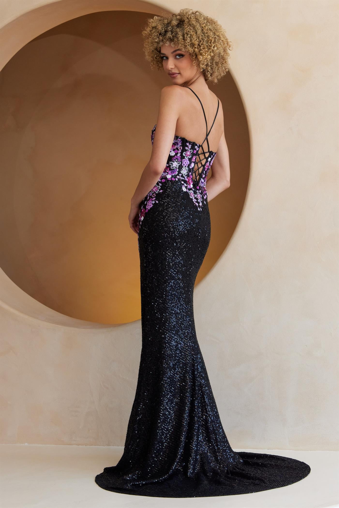 KLEORA Sequin Embellished Mermaid Corset Prom & Formal Dress