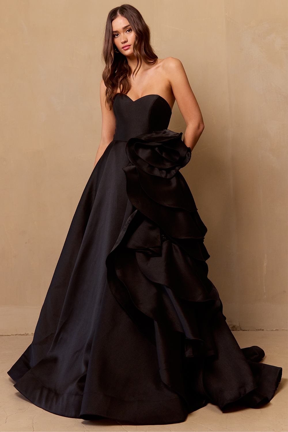 NOELANI Strapless Rosette Feature A Line Prom & Formal Dress