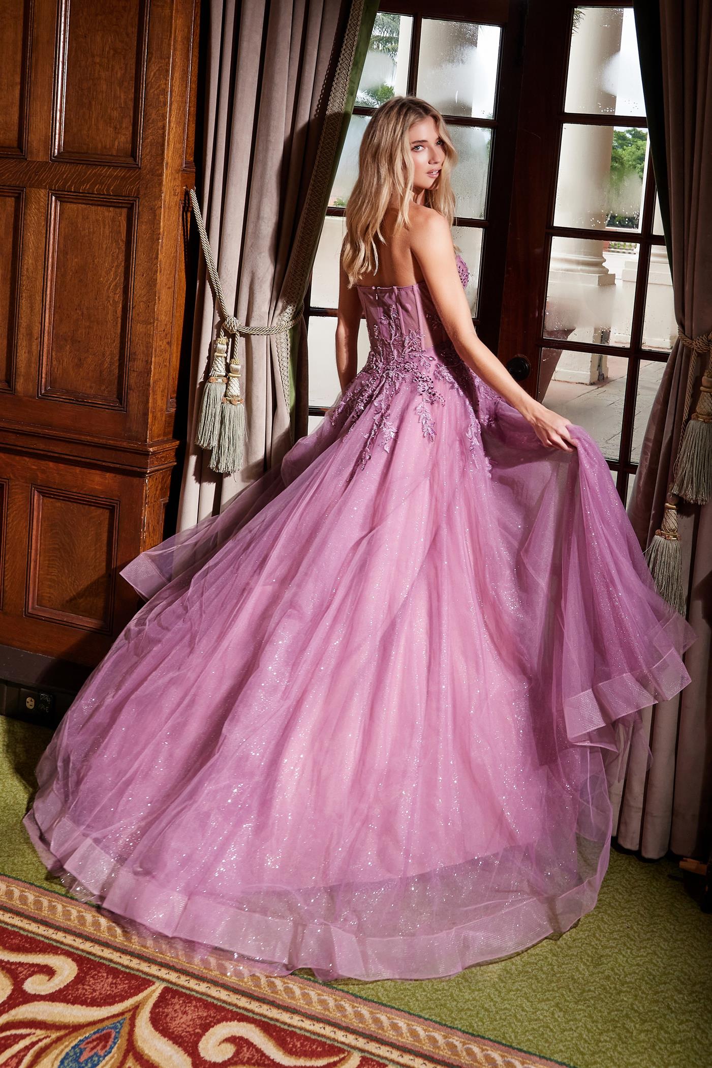 CASSIA Strapless Applique Bustier Tulle A Line Prom & Formal Dress