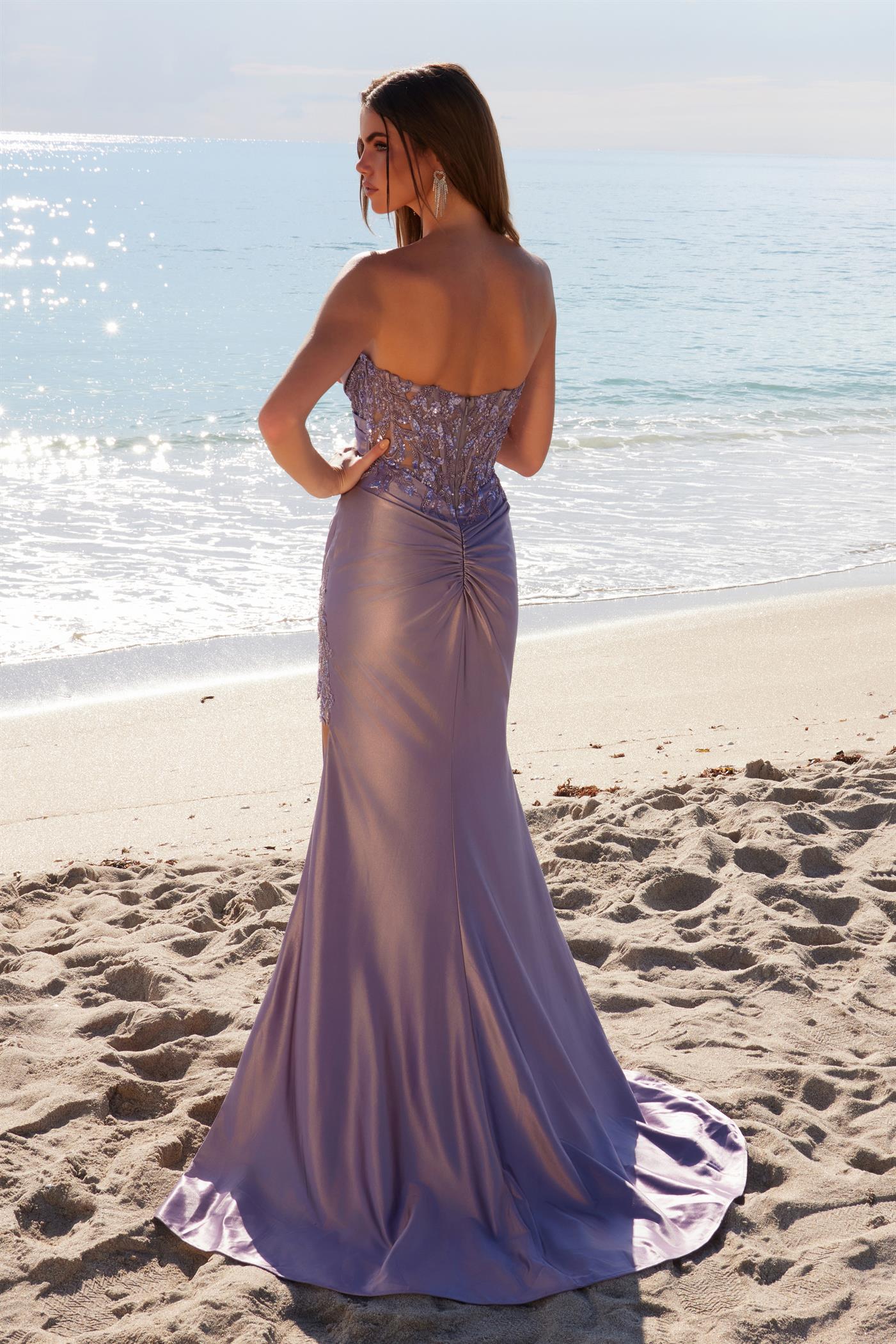 TIEN Strapless Sheer Beaded Bodice Mermaid Prom & Formal Dress