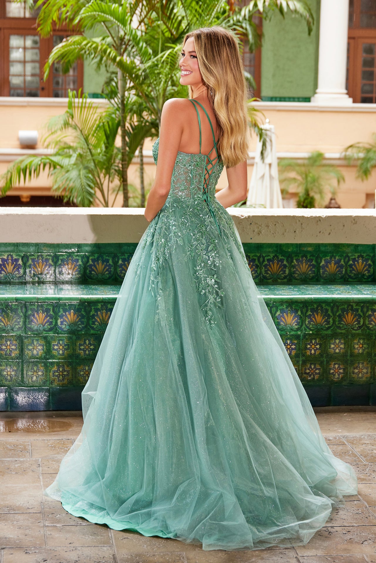 UME Embroidery Tulle A Line Prom & Formal Dress