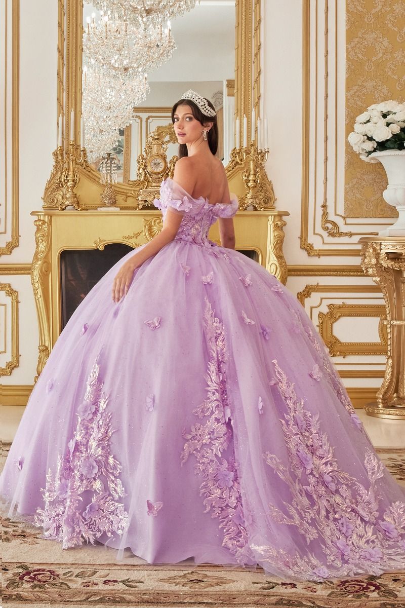 JULIANNA-MARIE Beaded Butterfly Tulle Quinceañera Ball Gown Dress