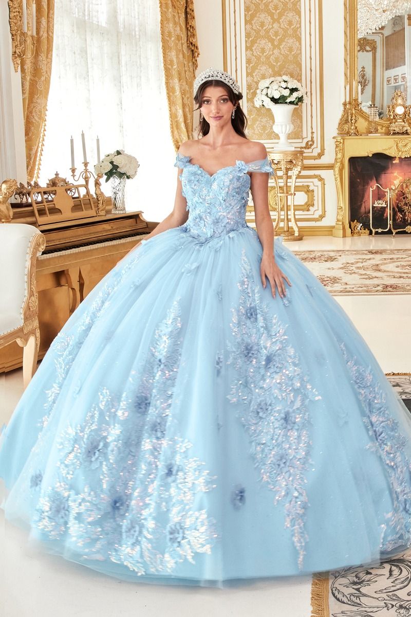 JULIANNA-MARIE Beaded Butterfly Tulle Quinceañera Ball Gown Dress