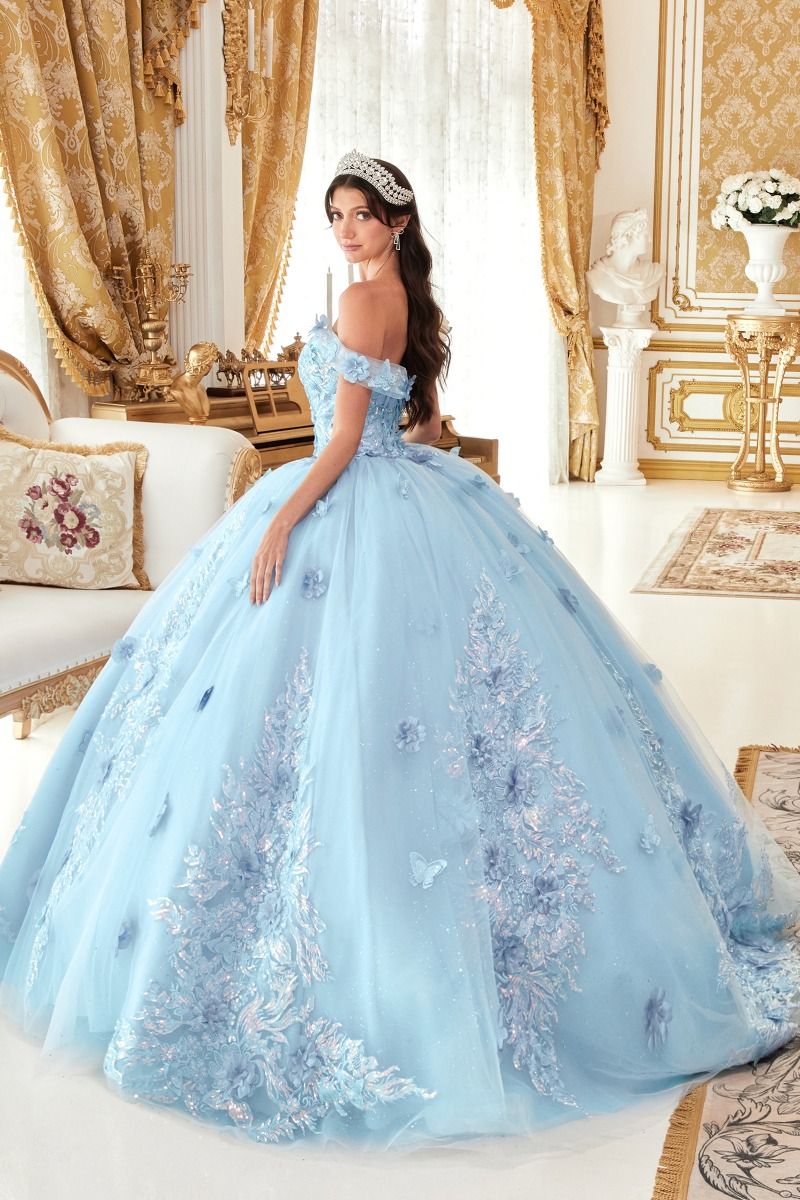 JULIANNA-MARIE Beaded Butterfly Tulle Quinceañera Ball Gown Dress