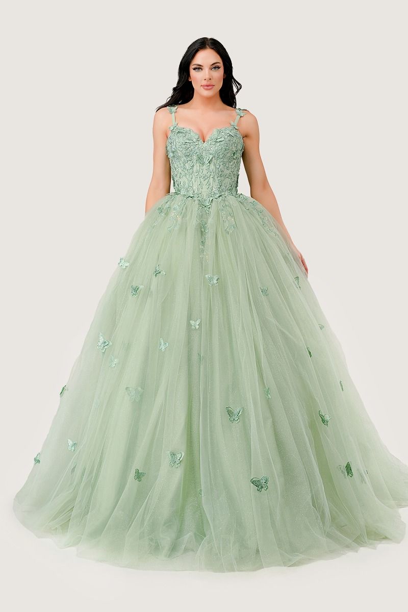 VIVIETTE Butterfly Bow Applique QUINCEAÑERA Ball Gown Dress