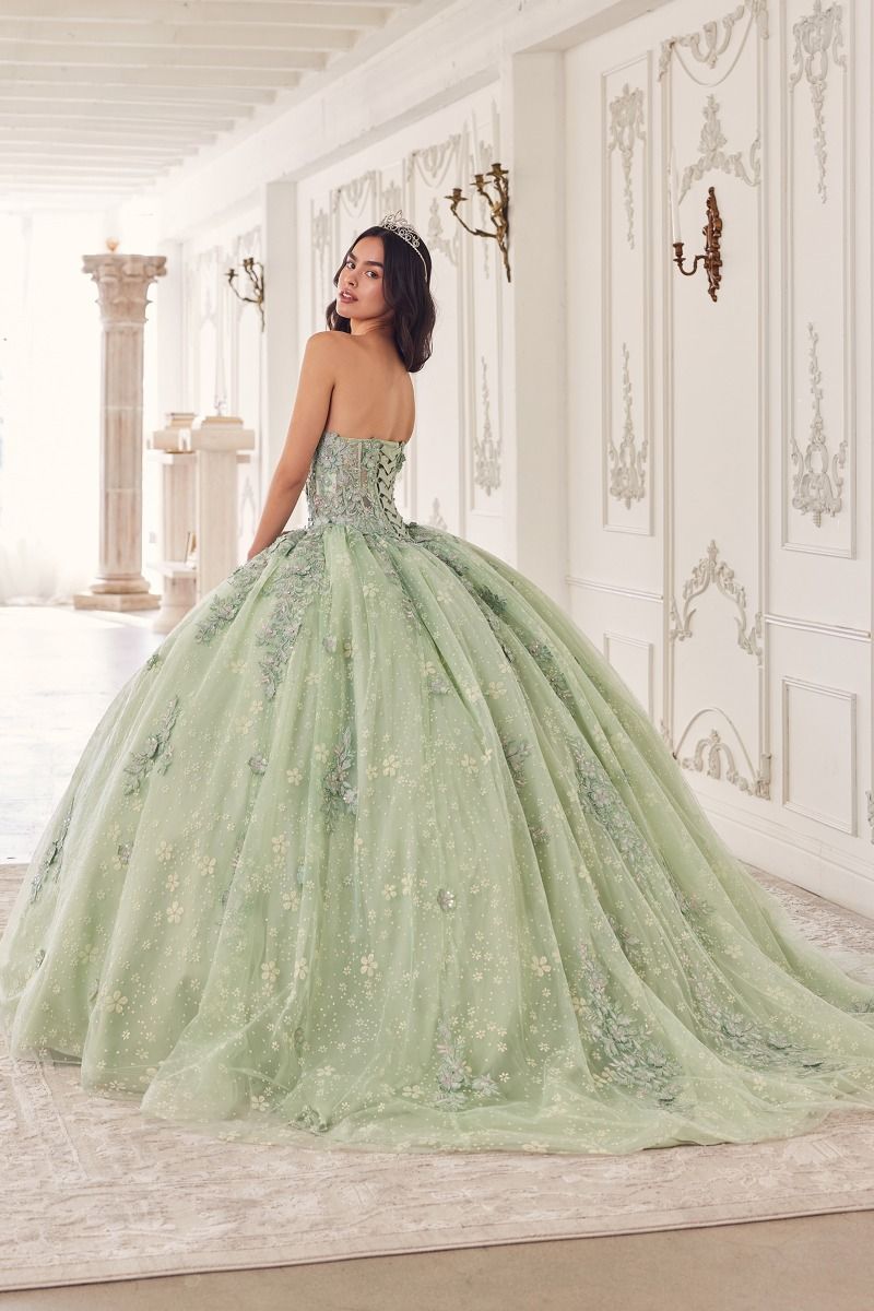 ELPHABA Strapless Arm Cuff Beaded Quinceañera Ball Gown Dress