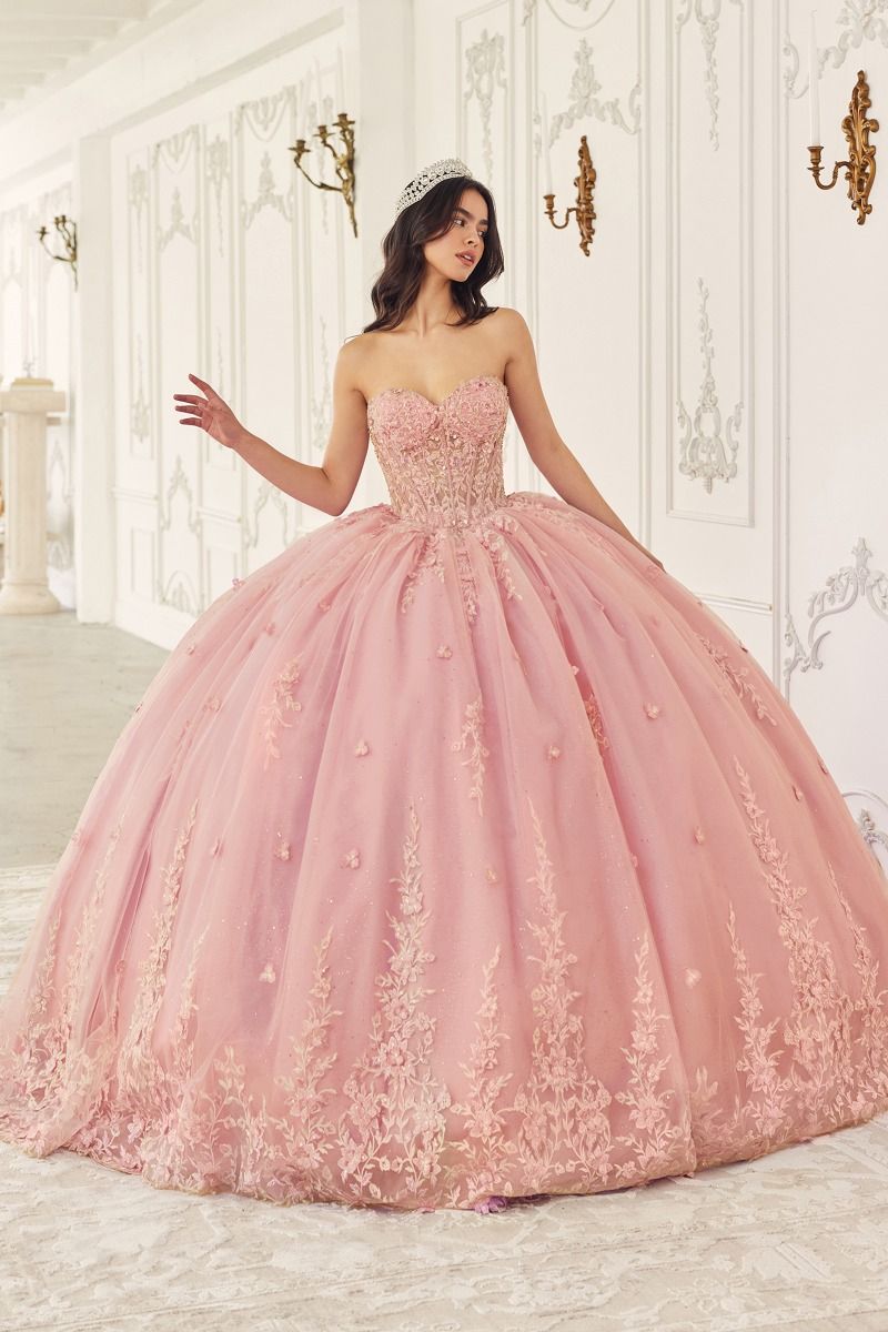 TATIESSA Strapless Lace Cape Quinceañera Ball Gown Dress