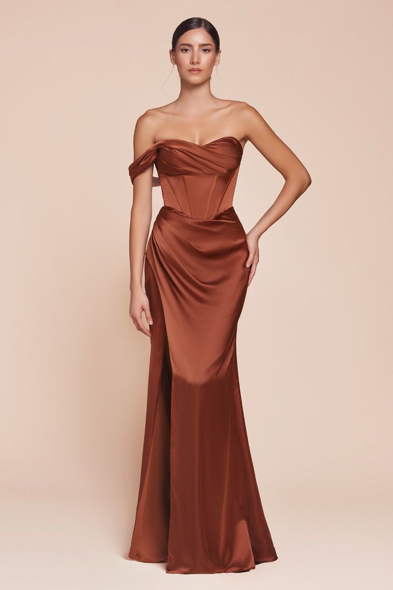 Formal One-Shoulder popular Satin Corset Dress