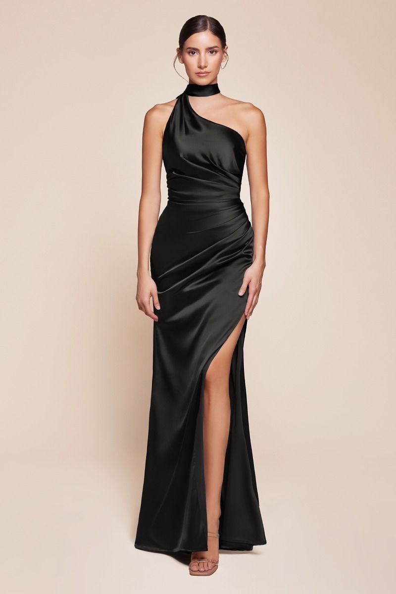 BETHANY One Shoulder Luxe Satin Fitted Bridesmaid & Formal Gown