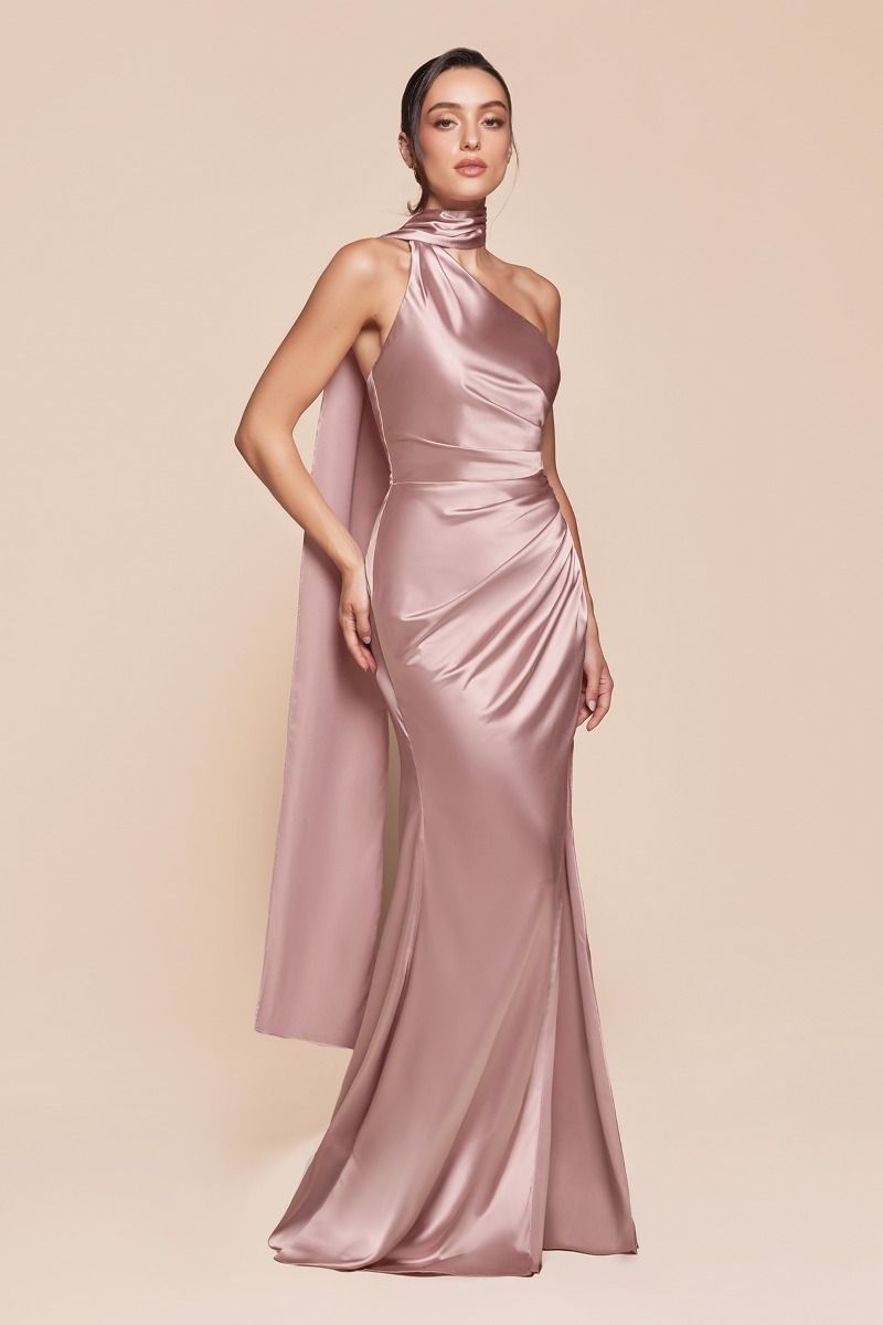 BETHANY One Shoulder Luxe Satin Fitted Bridesmaid & Formal Gown