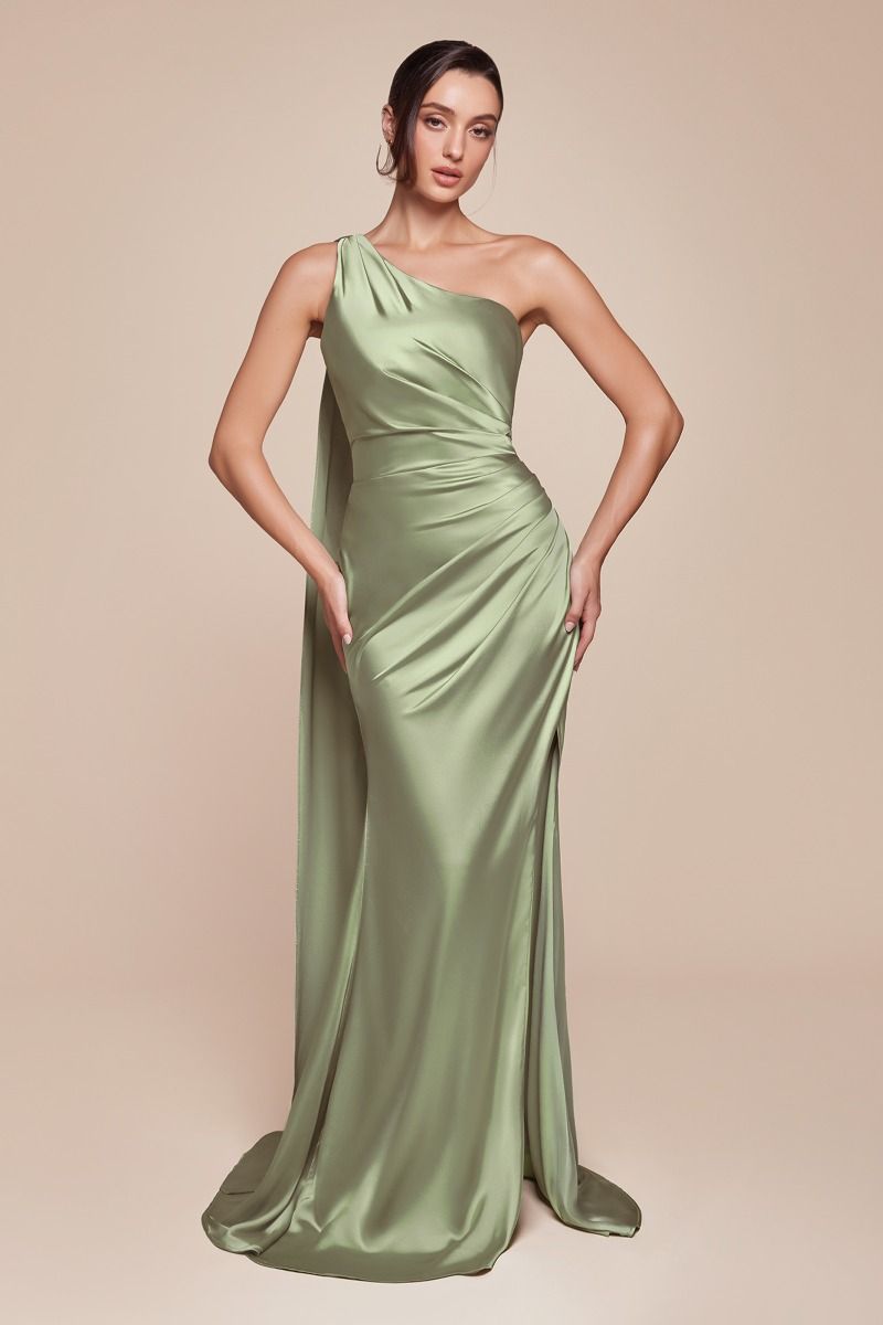 BETHANY One Shoulder Luxe Satin Fitted Bridesmaid & Formal Gown