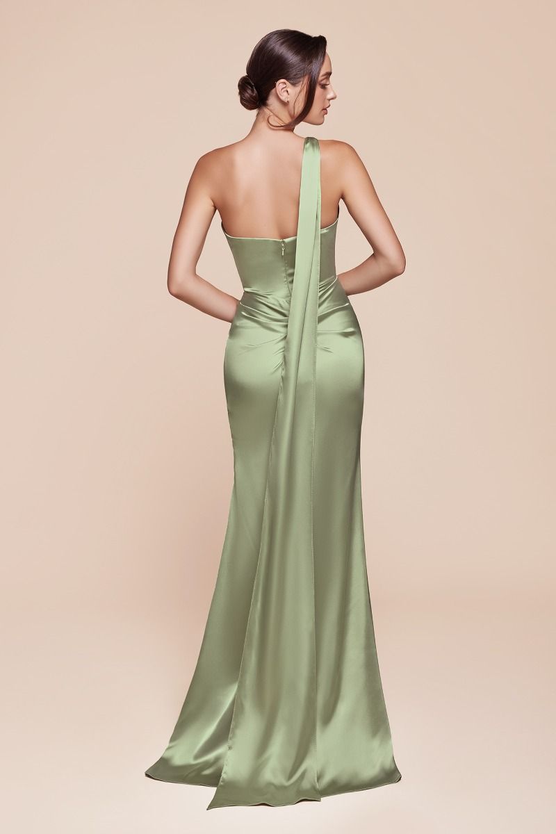 BETHANY One Shoulder Luxe Satin Fitted Bridesmaid & Formal Gown