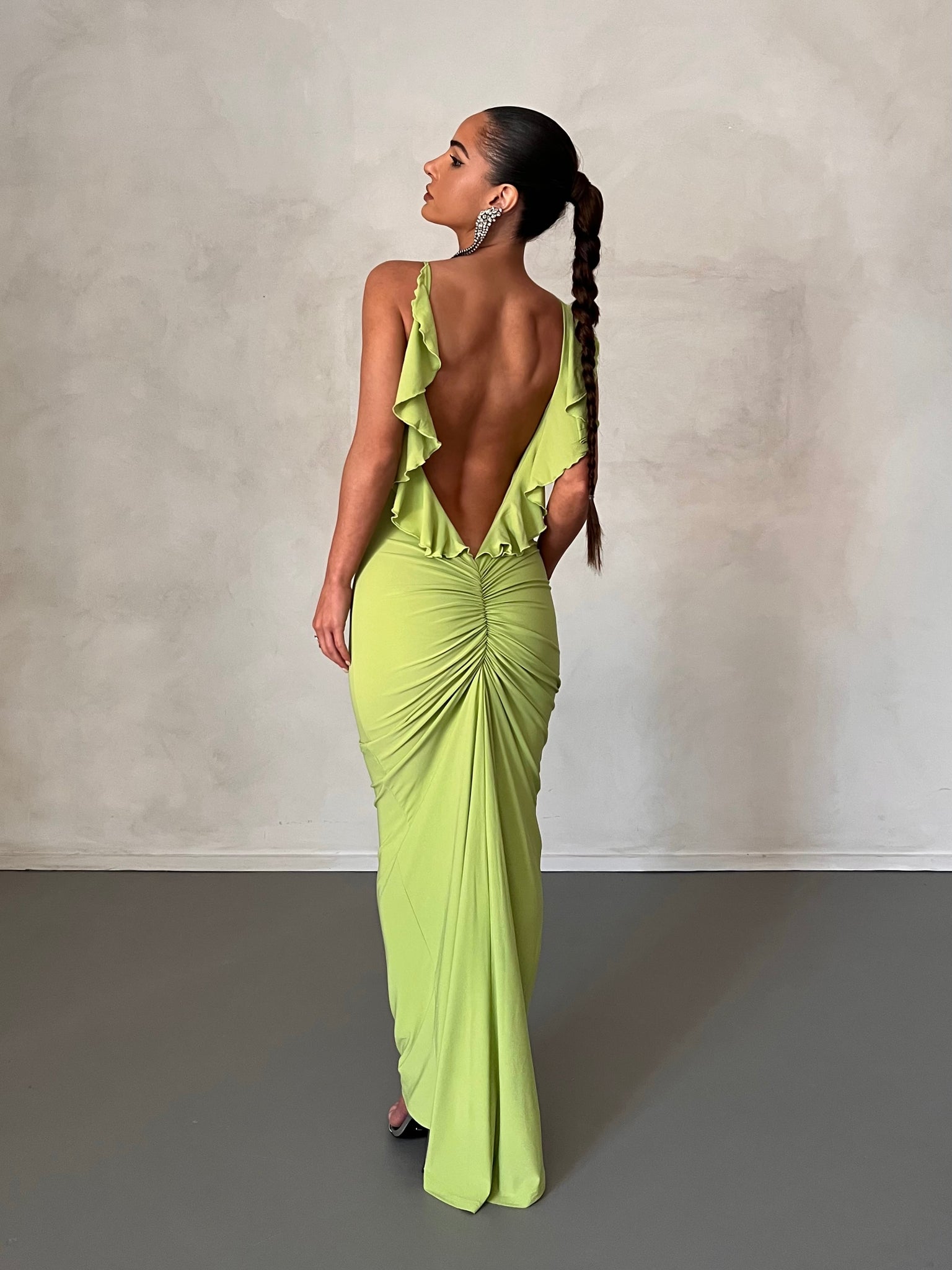 M LANI The Label BELLA Lime Low Back Midi Dress