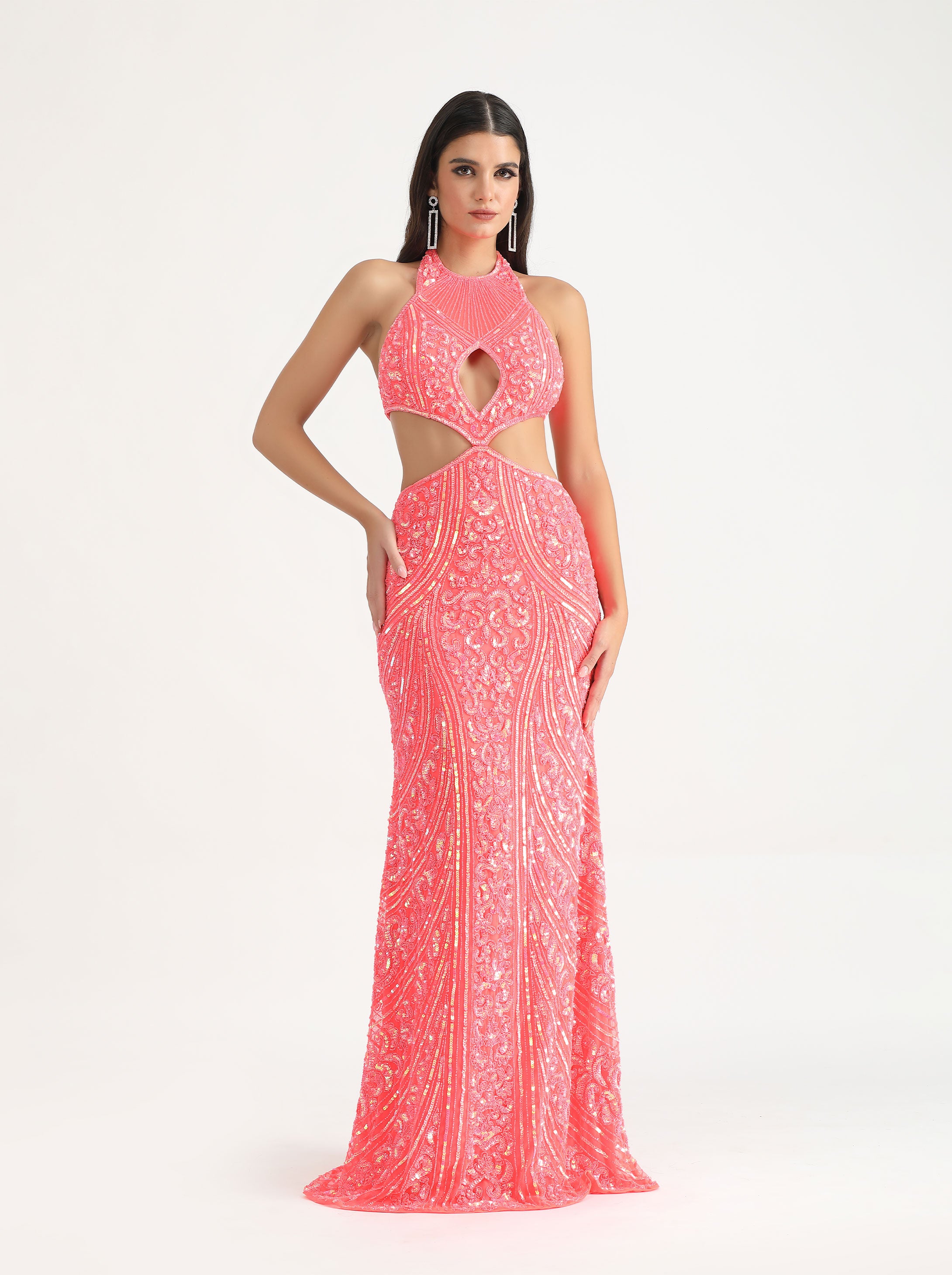 Belle Couture 9130 Beaded Couture Halter Neck Prom & Formal Dress