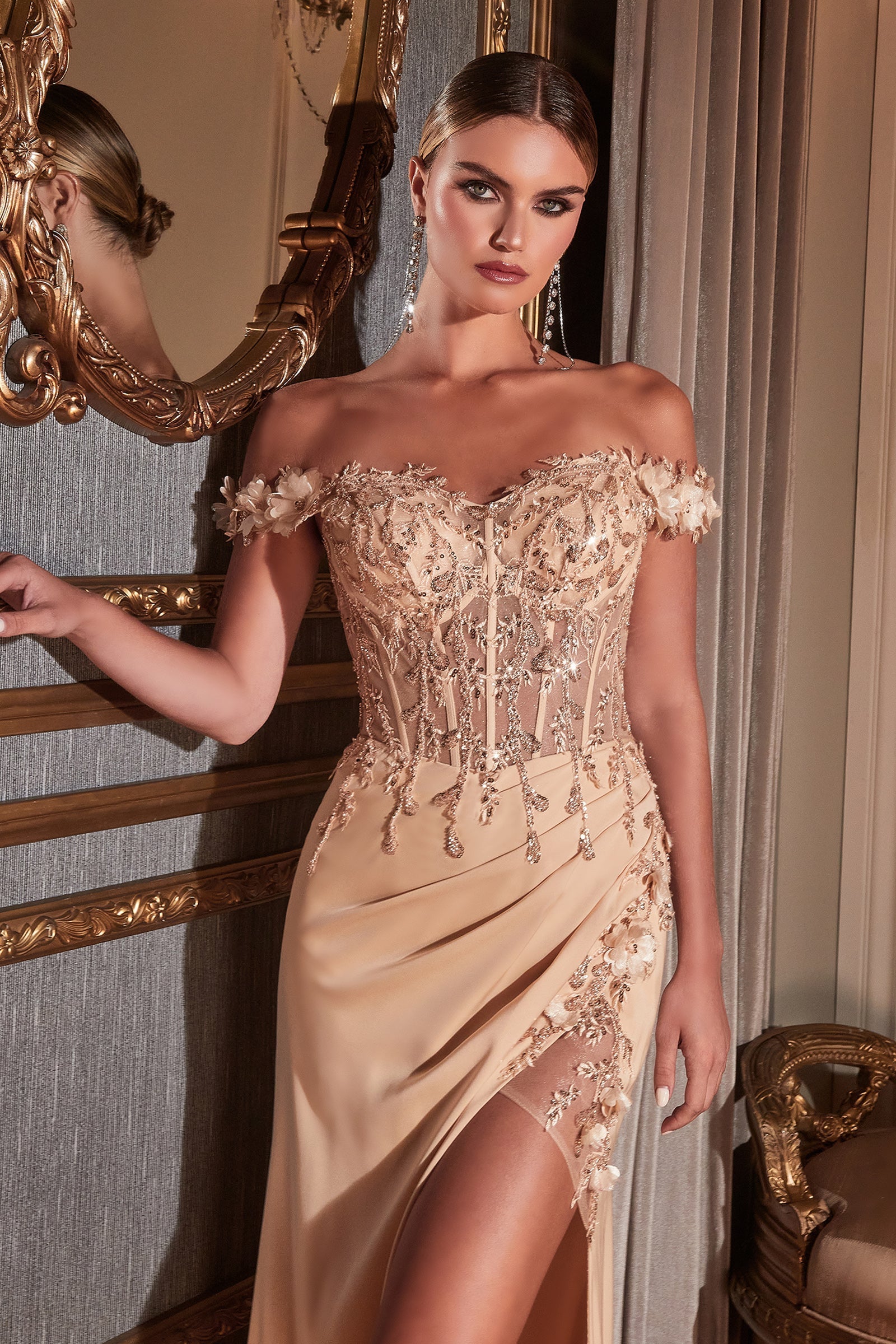 THELMA Sequin Bustier Corset Satin Mermaid Formal Dress