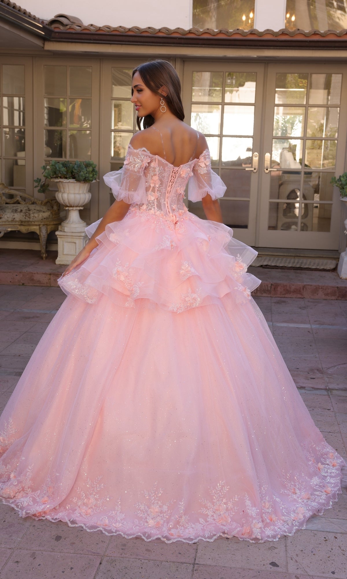 AURIELIE 3D Floral Convertible Tulle Layered Oversize Ball Gown School Formal & Prom Dress