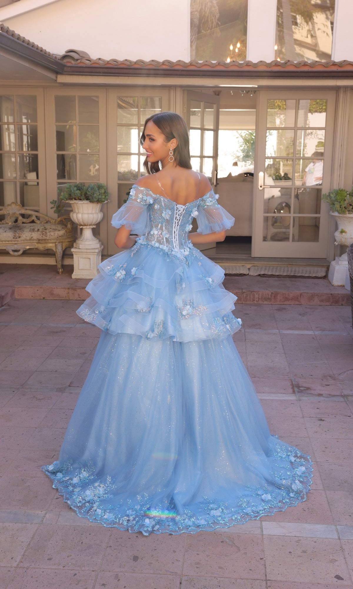 AURIELIE 3D Floral Convertible Tulle Layered Oversize Ball Gown School Formal & Prom Dress