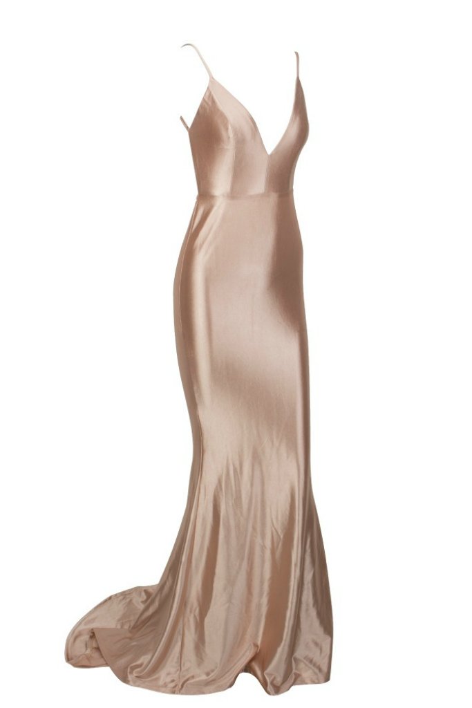 Honey Couture MILEE Gold Low Back Mermaid Evening Gown Dress Honey Couture$ AfterPay Humm ZipPay LayBuy Sezzle