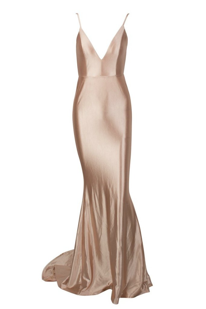 Honey Couture MILEE Gold Low Back Mermaid Evening Gown Dress Honey Couture$ AfterPay Humm ZipPay LayBuy Sezzle