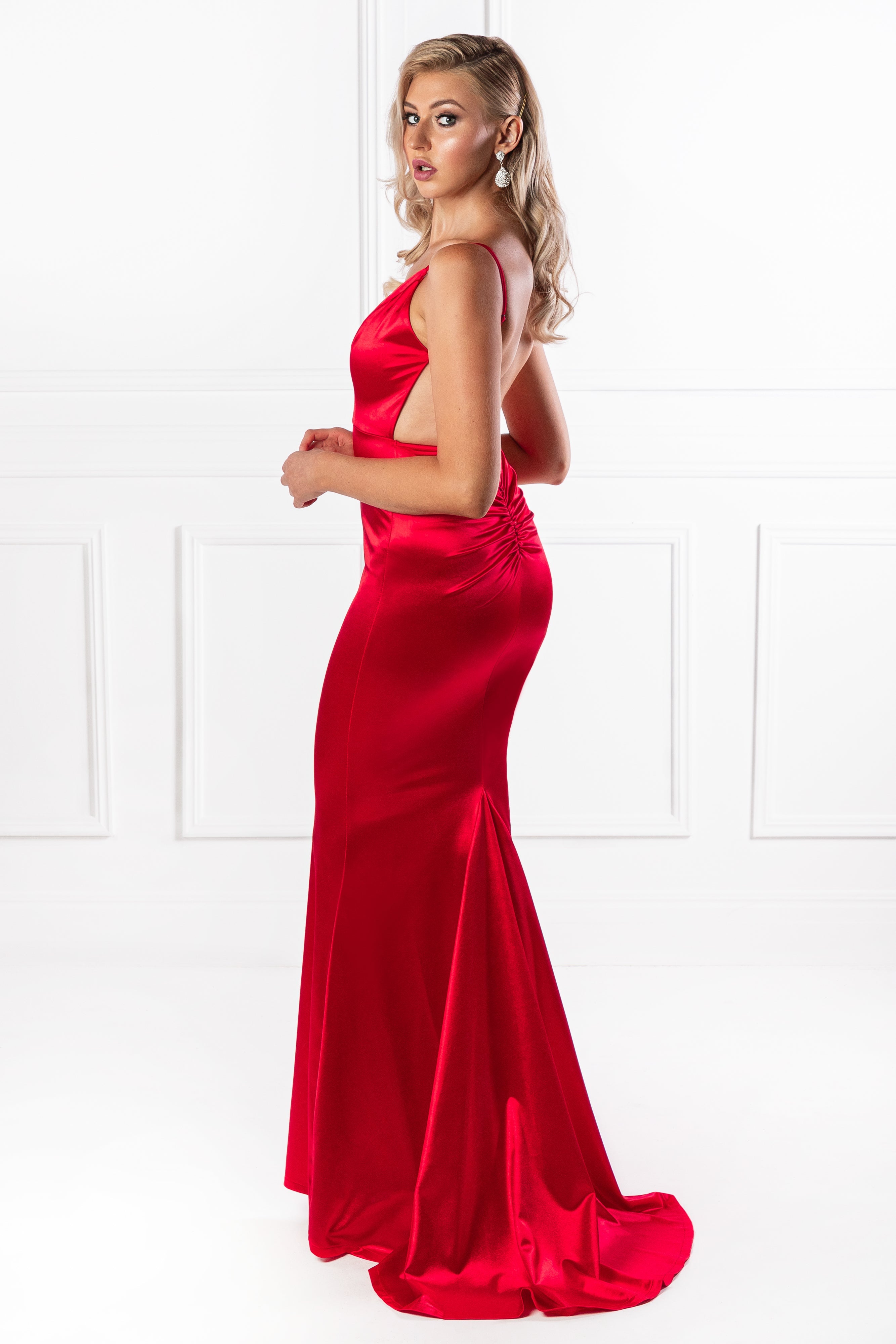 Honey Couture MILEE Metallic Red Low Back Mermaid Evening Gown Dress {vendor} AfterPay Humm ZipPay LayBuy Sezzle