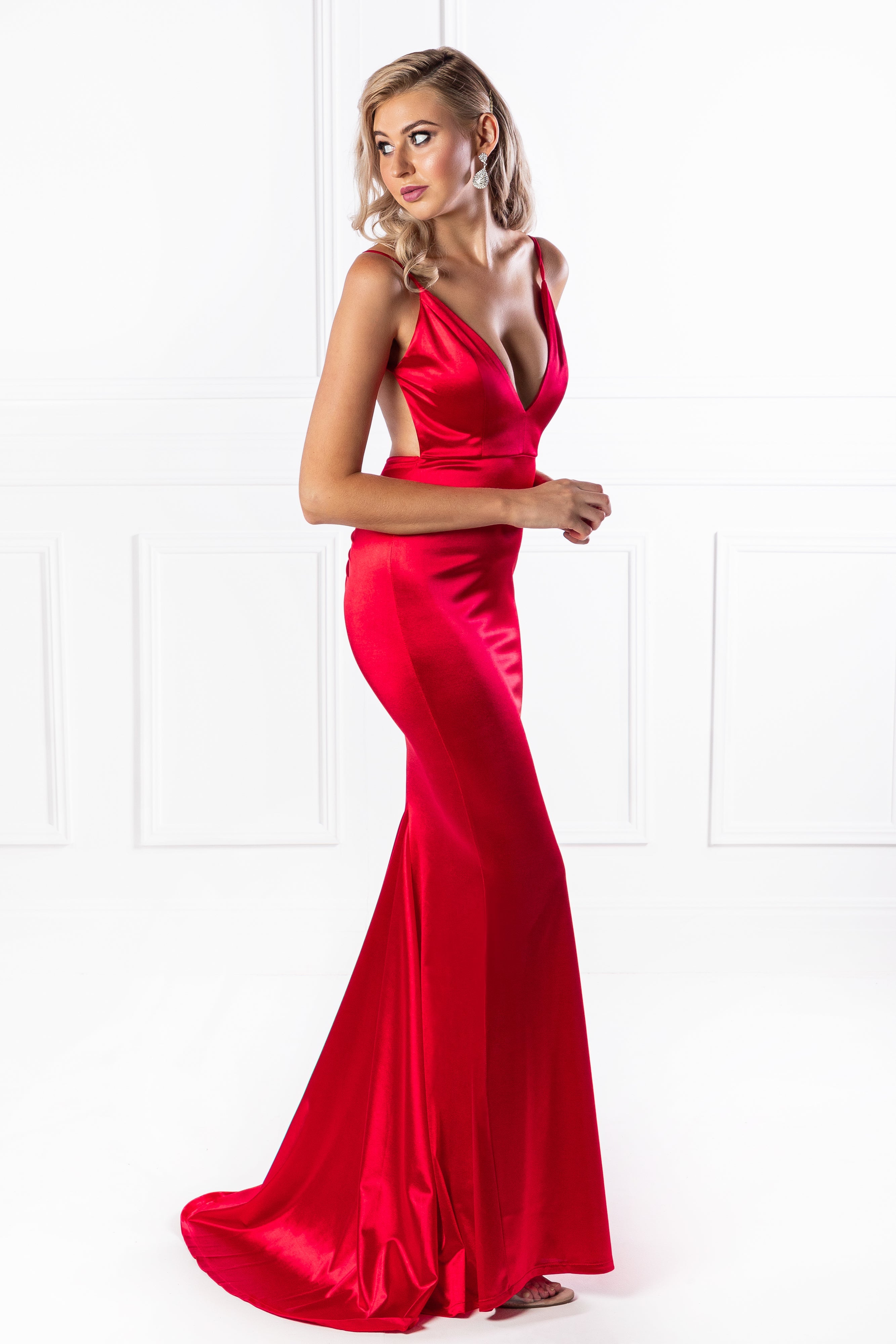 Honey Couture MILEE Metallic Red Low Back Mermaid Evening Gown Dress {vendor} AfterPay Humm ZipPay LayBuy Sezzle