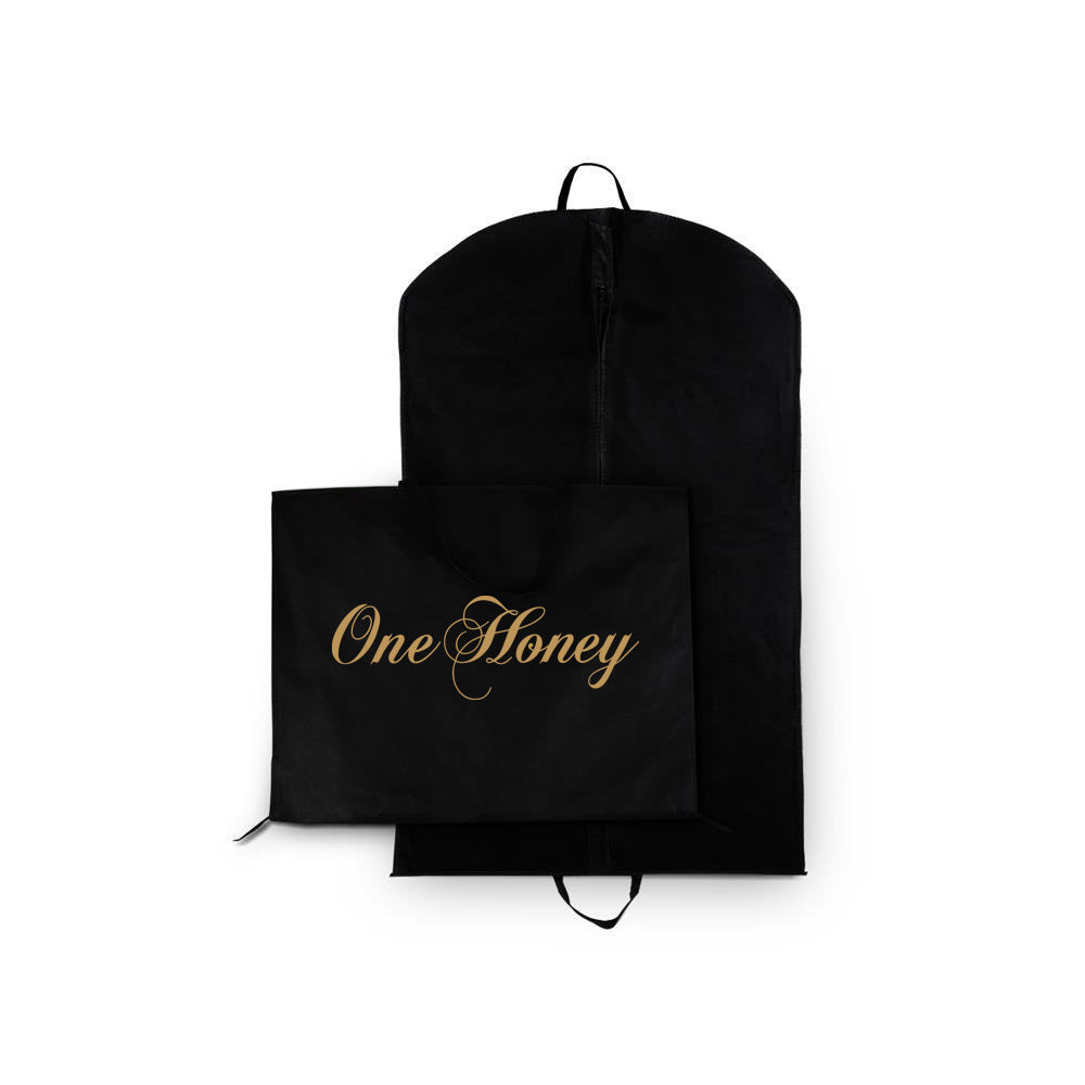 Garment bags with clearance logo