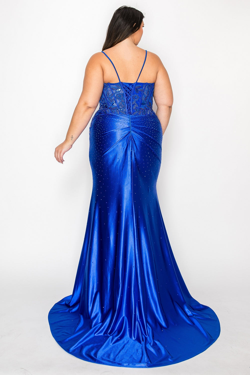 JALYN Curve Plus Size Fitted Satin Corset Prom & Formal Dress