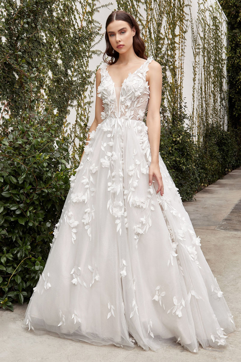 Floral Applique A-Line Gown – Elegant Threads