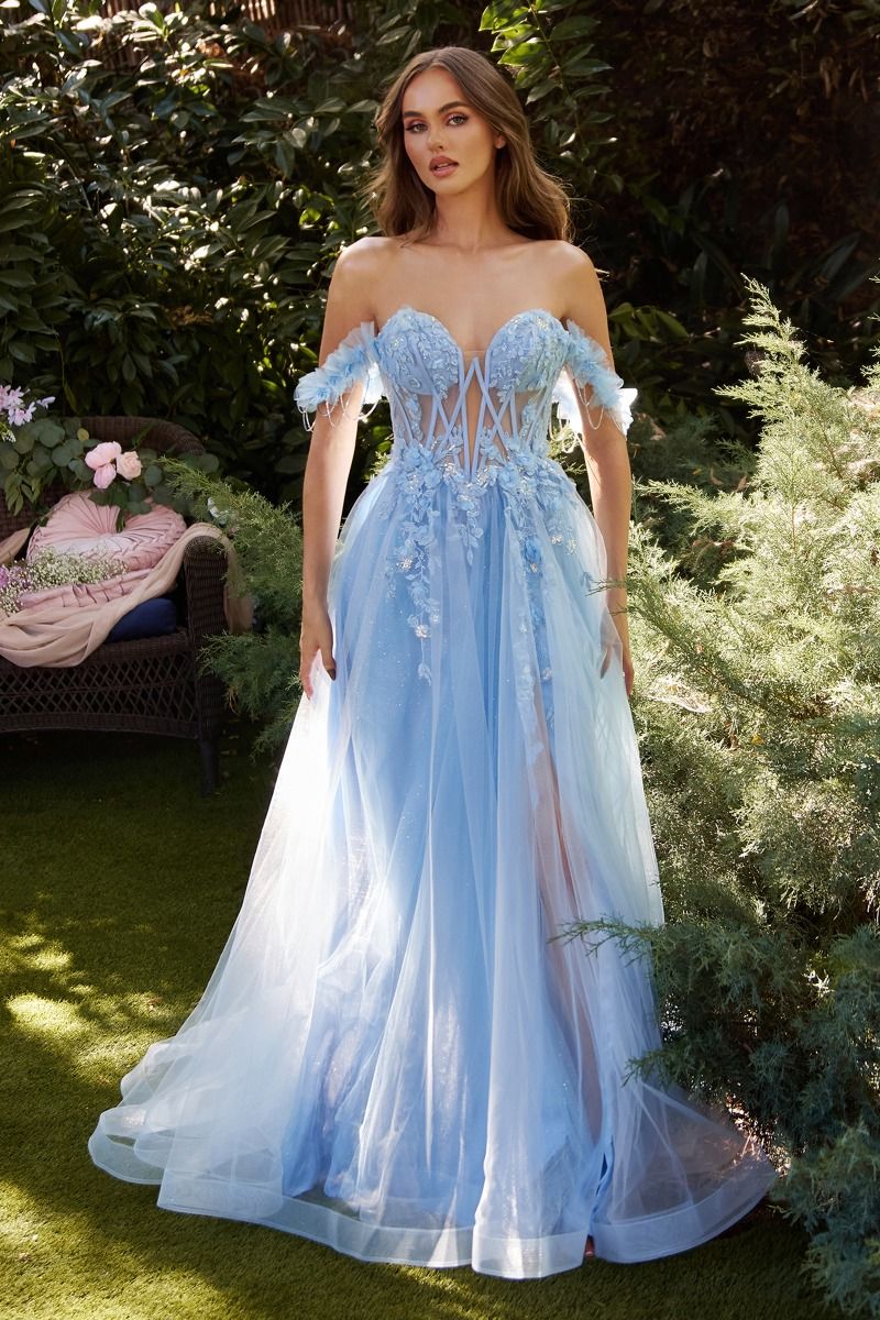 KATARINA Off the Shoulder A-Line Tulle Romantic Prom Dress